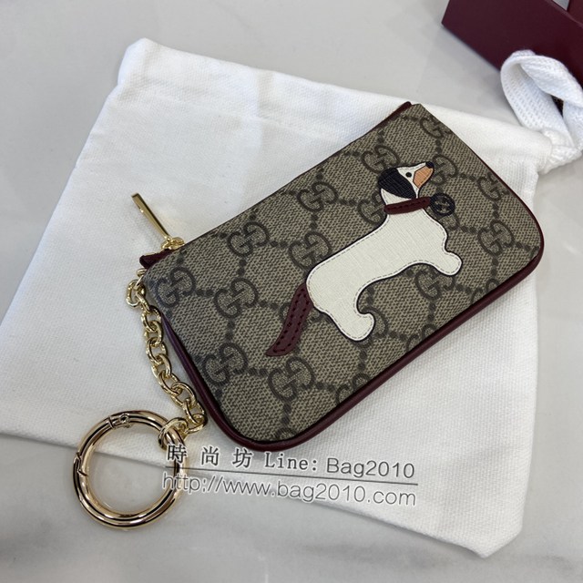 Gucci專櫃古馳最新款飾小狗細節GG迷你錢包零錢包 jh2032型號：818768